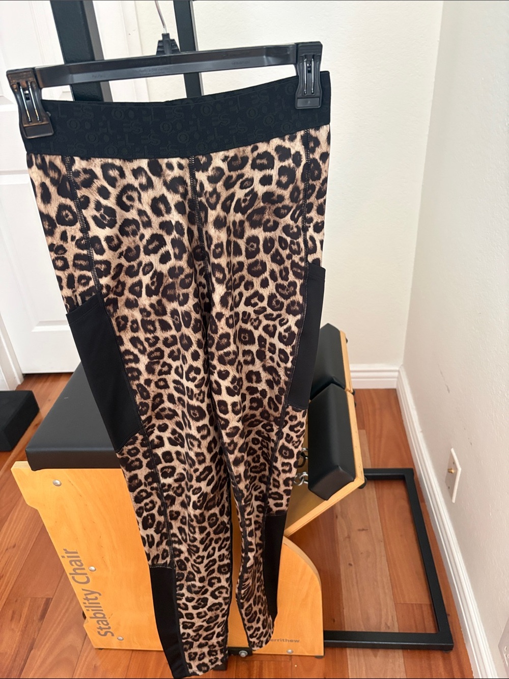The Kooples Leopard Print Leggings with Black Panels
